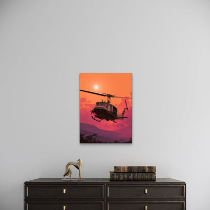 Vaporwave Huey Helicopter Over Vietnam 60x90cm Metal Print Ready to Hang