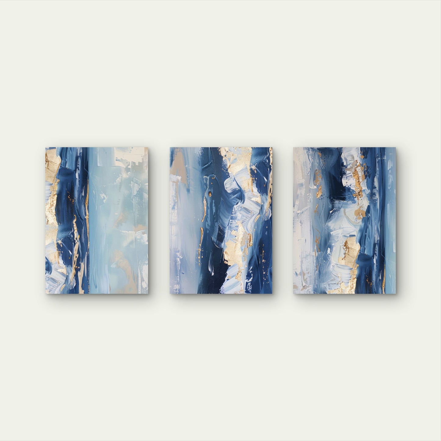 3pcs Navy Gold Abstract Modern Fluid Coast Ocean  Wall Art Set Canvas Framed 40x60cm - High Quality Print 100% Australian Made Wall Canvas Ready to Hang