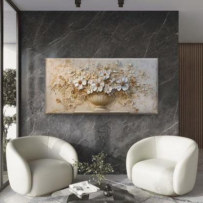 Baroque Style Floral Relief Wall Art Canvas Office Home Room Framed 120x60cm