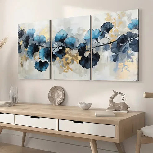 3pcs Modern Minimalist Abstract Leaf Art Flowers Wall Art Set Canvas Framed 40x60cm- High Quality Print 100% Australian Made Wall Canvas Ready to Hang