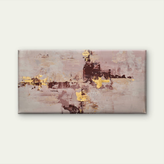 Abstract Pink Gold Foil Splash Wall Art Canvas Office Home Room Framed 120x60cm