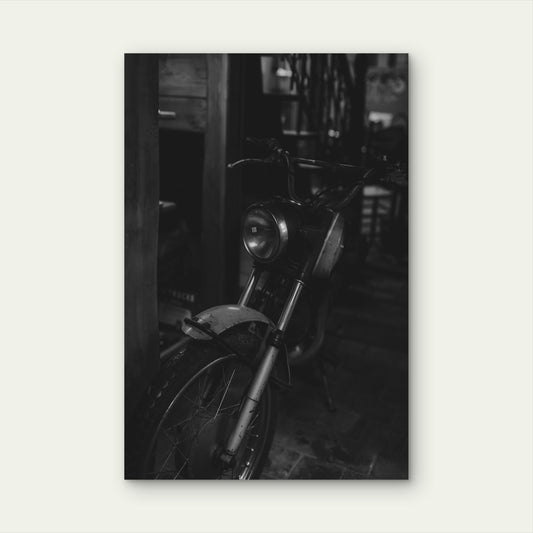 Retro Motorbike Front Wheel Handlebar 40x60cm Metal Print Ready to Hang