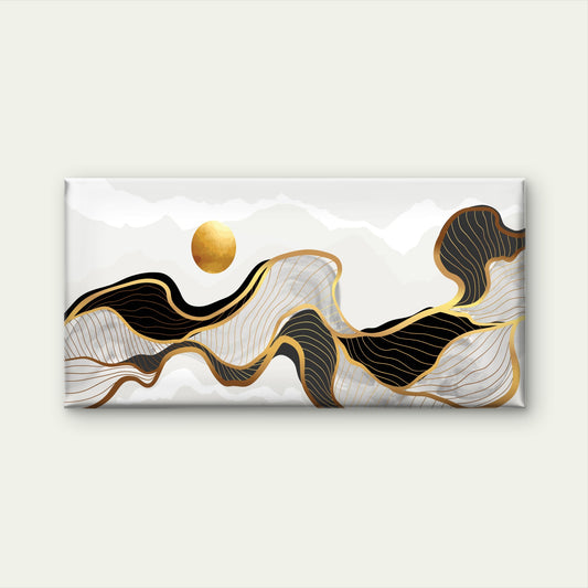 Gold Black Line Art Hills Decor Wall Art Canvas Office Home Room Framed 120x60cm