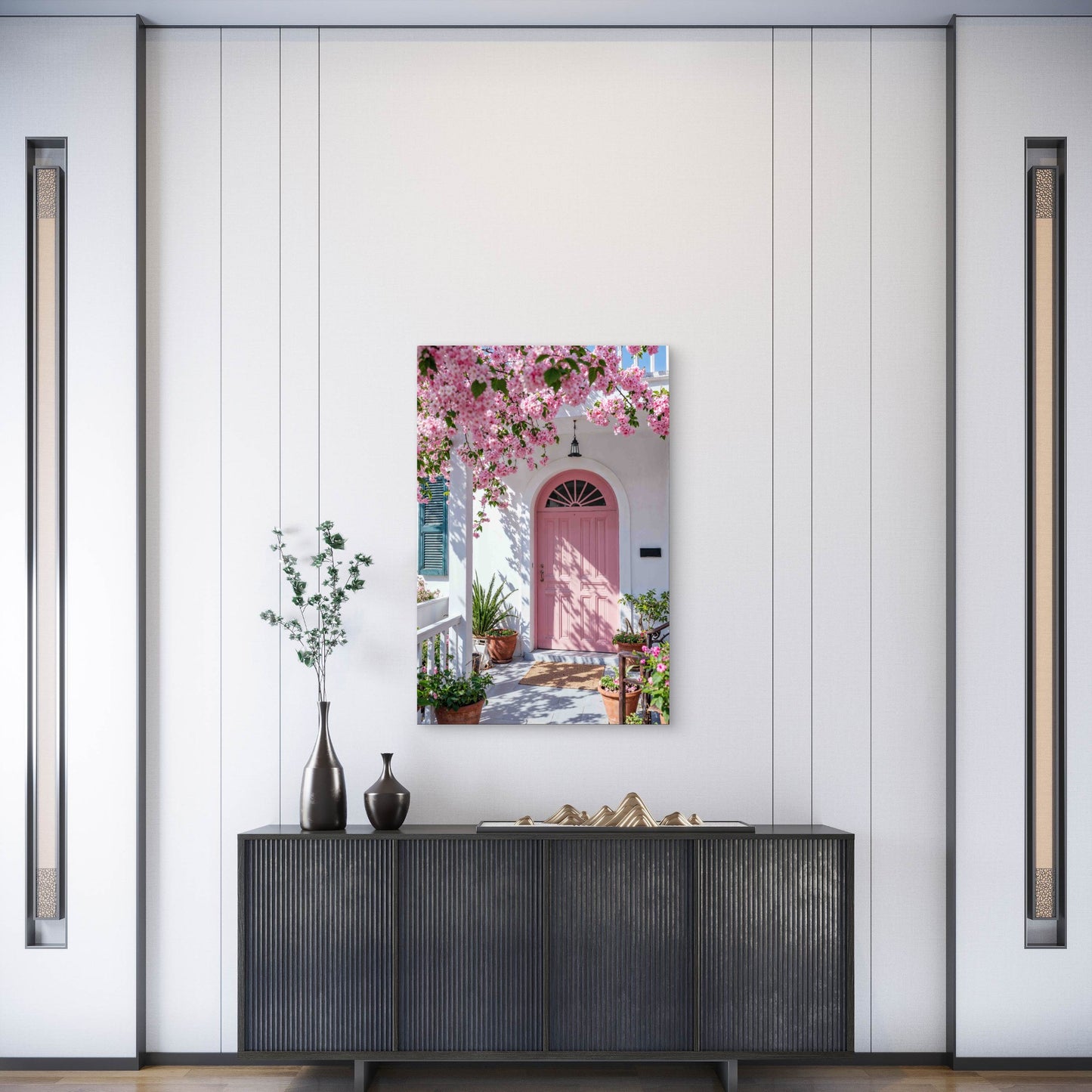 Pink Flower Door  60x90cm Metal Print Ready to Hang