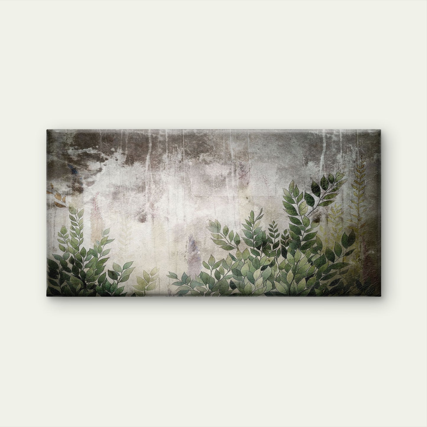 Vintage Industrial Grunge Leaf Wall Art Canvas Office Home Framed 120x60cm