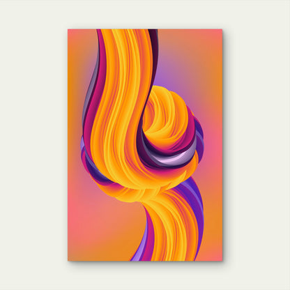Wavy Design in Orange and Purple Hues 60x90cm Metal Print Ready to Hang