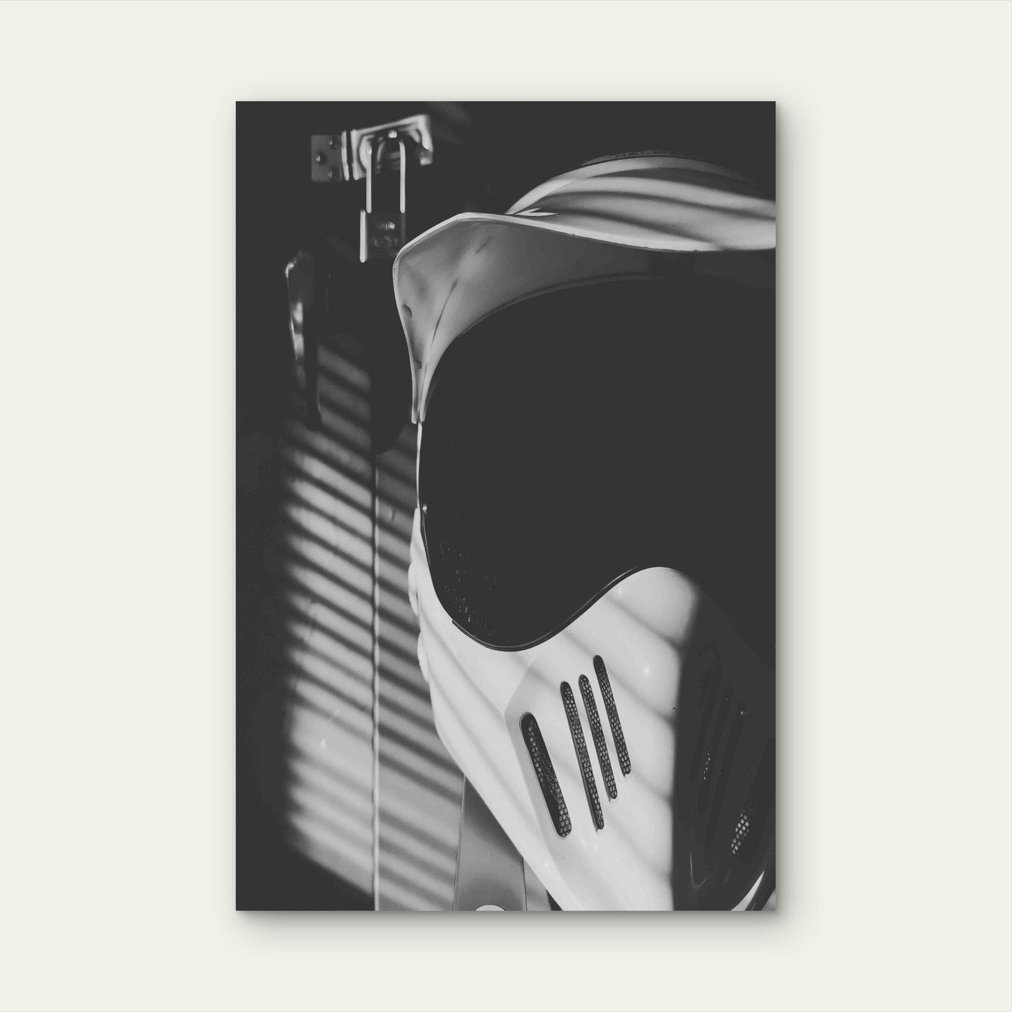 Retro-Style, Full-Face Motorcycle Helmet 60x90cm Metal Print Ready to Hang
