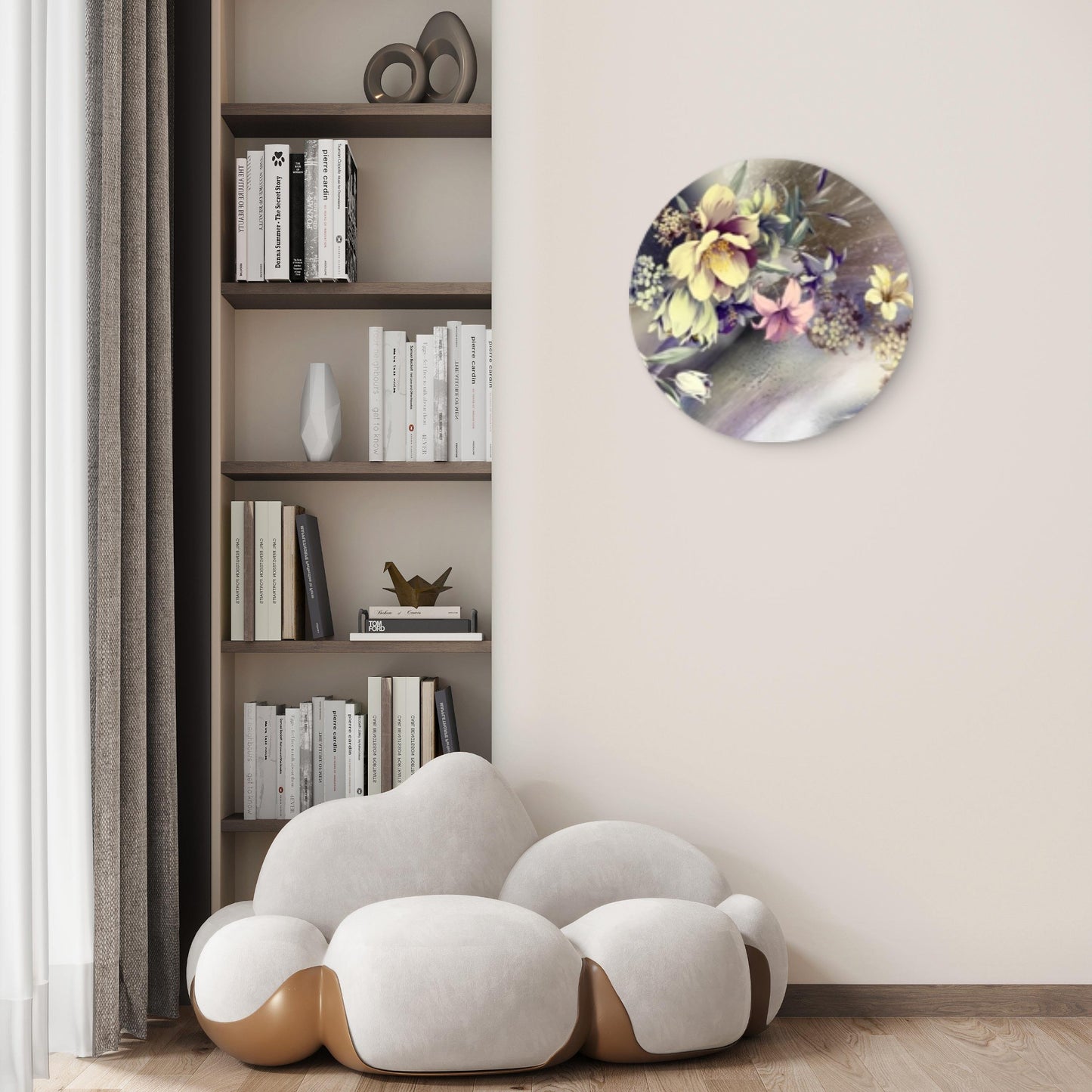 Abstract Flowers with Leaves Acrylic Glass Rounded Print Tempered Glass Wall Art 100% Made in Australia Ready to Hang - Bella Home Decor