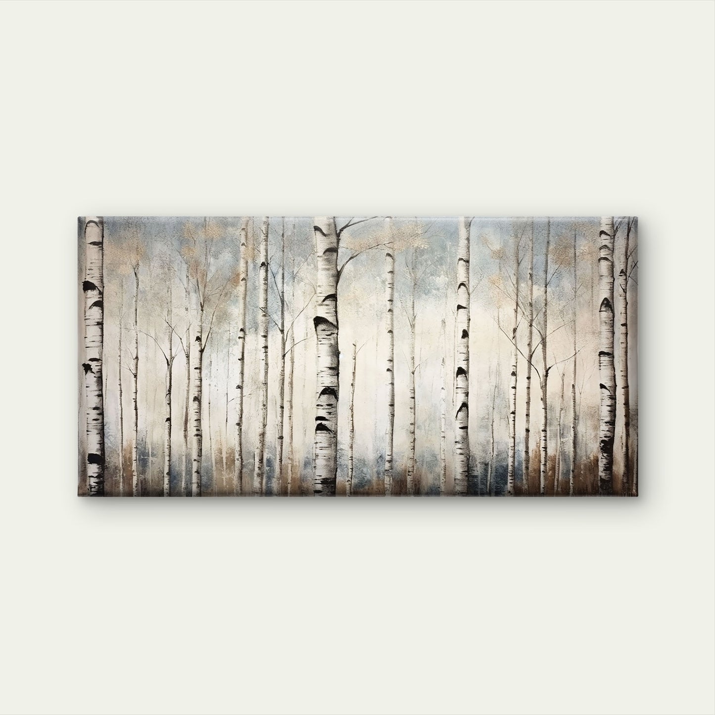 Modern Silver Birch Woods Painting Wall Art Canvas Office Home Framed 120x60cm