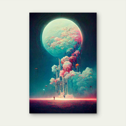 Futuristic, Cityscape 60x90cm Metal Print Ready to Hang