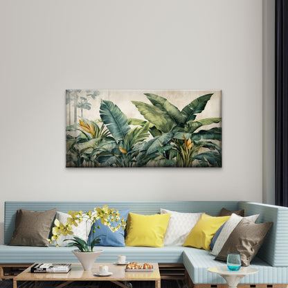 Palm Leaf Exotic Forest Painting Wall Art Canvas Office Home Framed 120x60cm