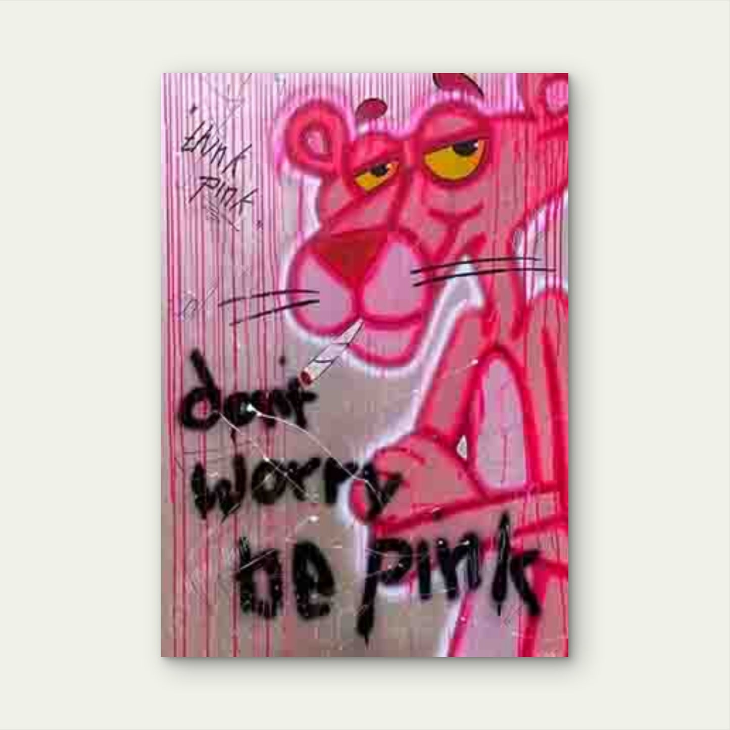 Abstract Street Art Featuring The Pink Panther 60x90cm Metal Print Ready to Hang - Bella Home Decor