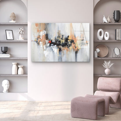 Beige Terracotta and Black Textured Geometric Abstract Impression Acrylic Glass Printing Wall Art Australian Made Quality