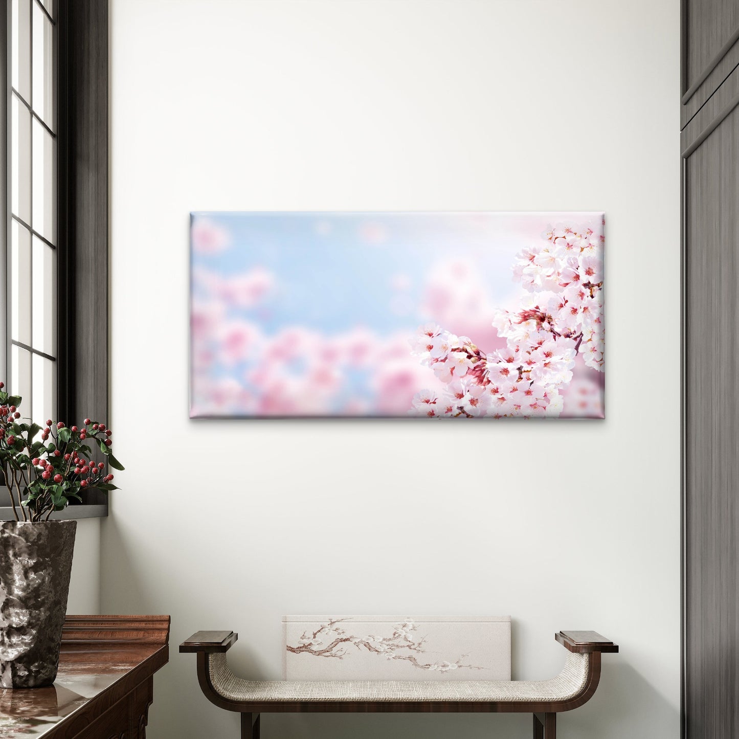 Cherry Blossoms, Kyoto, Japan Wall Art Canvas Office Home Room Framed 120x60cm