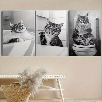 3pcs Funny Be Approved By The Cats Perfect  Wall Art Set Canvas Framed 40x60cm - High Quality Print 100% Australian Made Wall Canvas Ready to Hang - Bella Home Decor