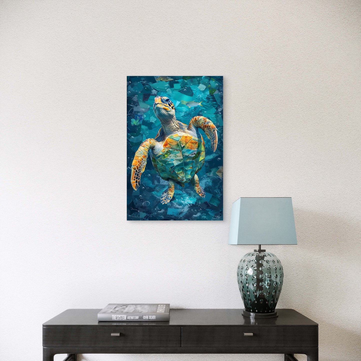 Wildlife Collage Art Turtle Animal Portraits Art 40x60cm Metal Print Ready to Hang