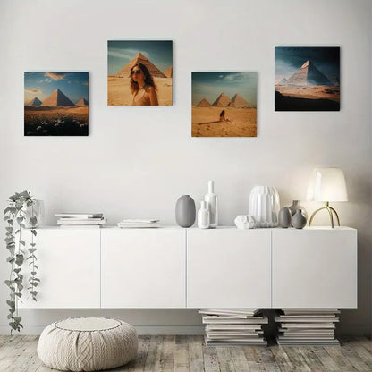 4pcs Pyramids of Giz Suitable Wall Art Canvas Framed