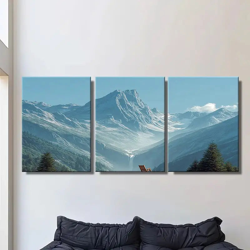 3pcs Realistic Shot Of The Alps Metal Print Ready to Hang Art