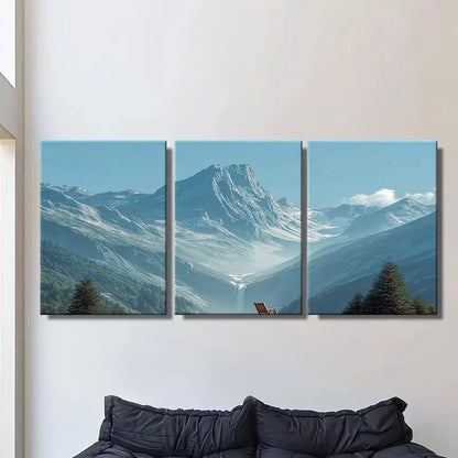 3pcs Realistic Shot Of The Alps Metal Print Ready to Hang Art