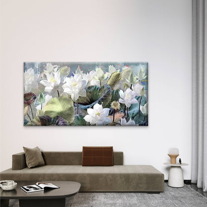 Blooming Lotus Flower Wall Art Canvas Office Home Room Framed 120x60cm - Bella Home Decor