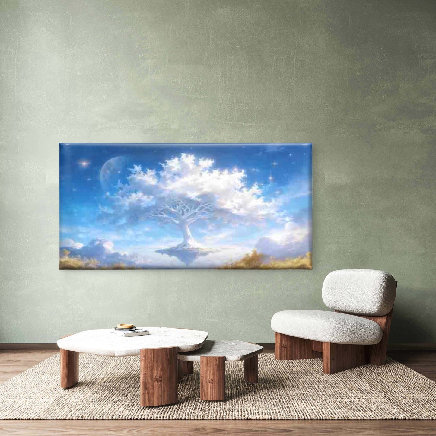 Fantasy Sky with Floating Tree Wall Art Canvas Office Home Room Framed 120x60cm - Bella Home Decor