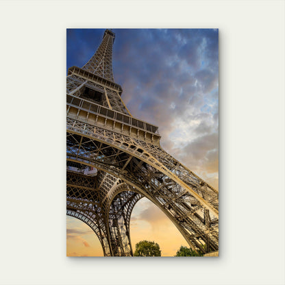 Low Angle Shot Eiffel Tower Paris France 40x60cm Metal Print Ready to Hang