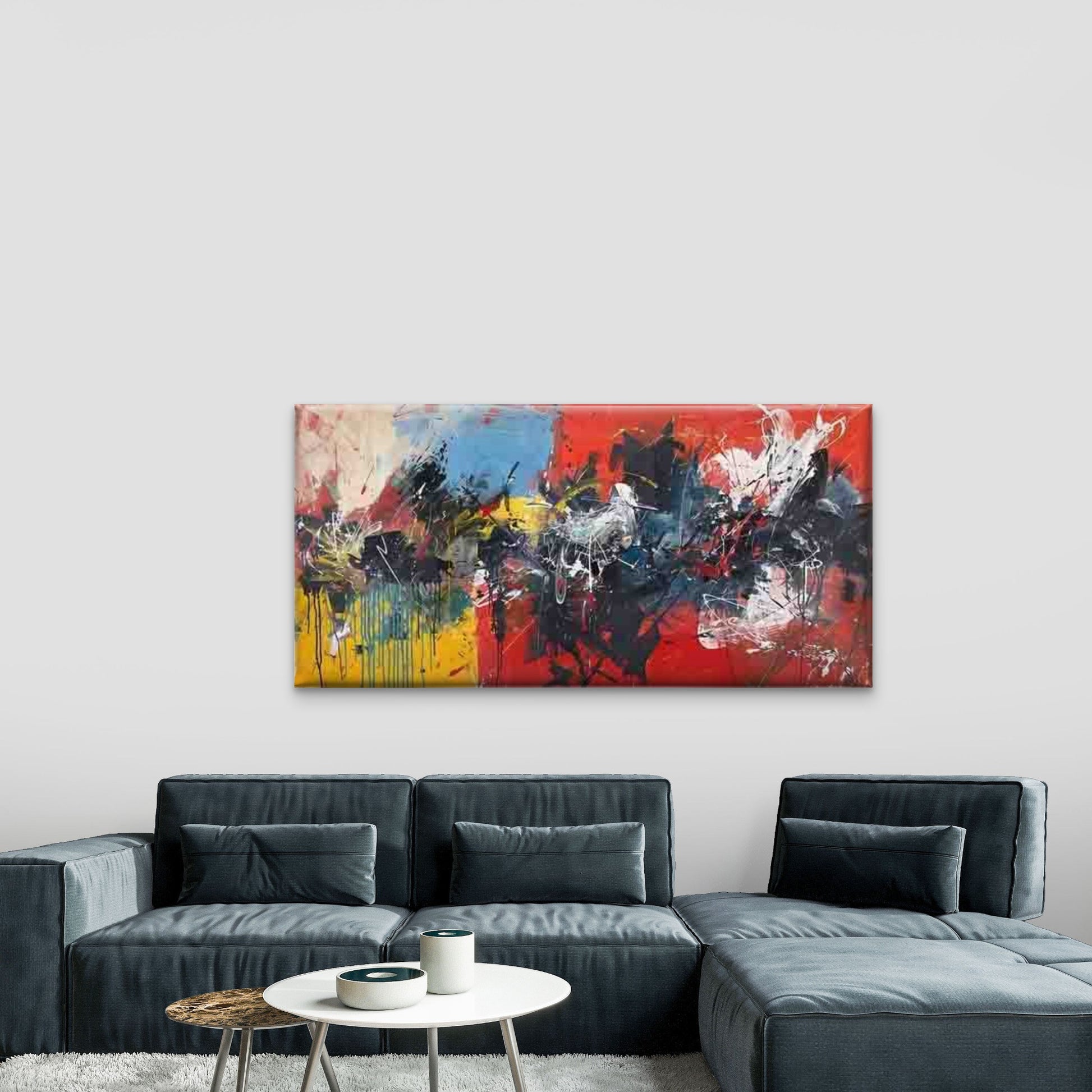 Abstract Colorful Paint Splash Wall Art Canvas Office Home Room Framed 120x60cm - Bella Home Decor