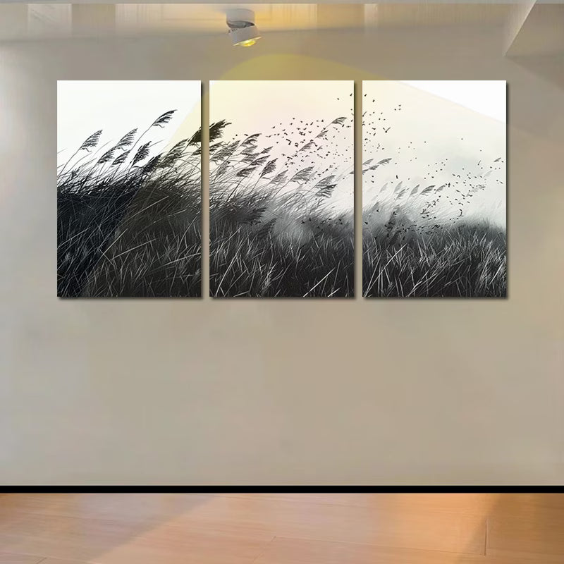 3pcs Wild Grass Field Nature Wilderness Wall Art Set Canvas Framed 40x60cm - High Quality Print 100% Australian Made Wall Canvas Ready to Hang