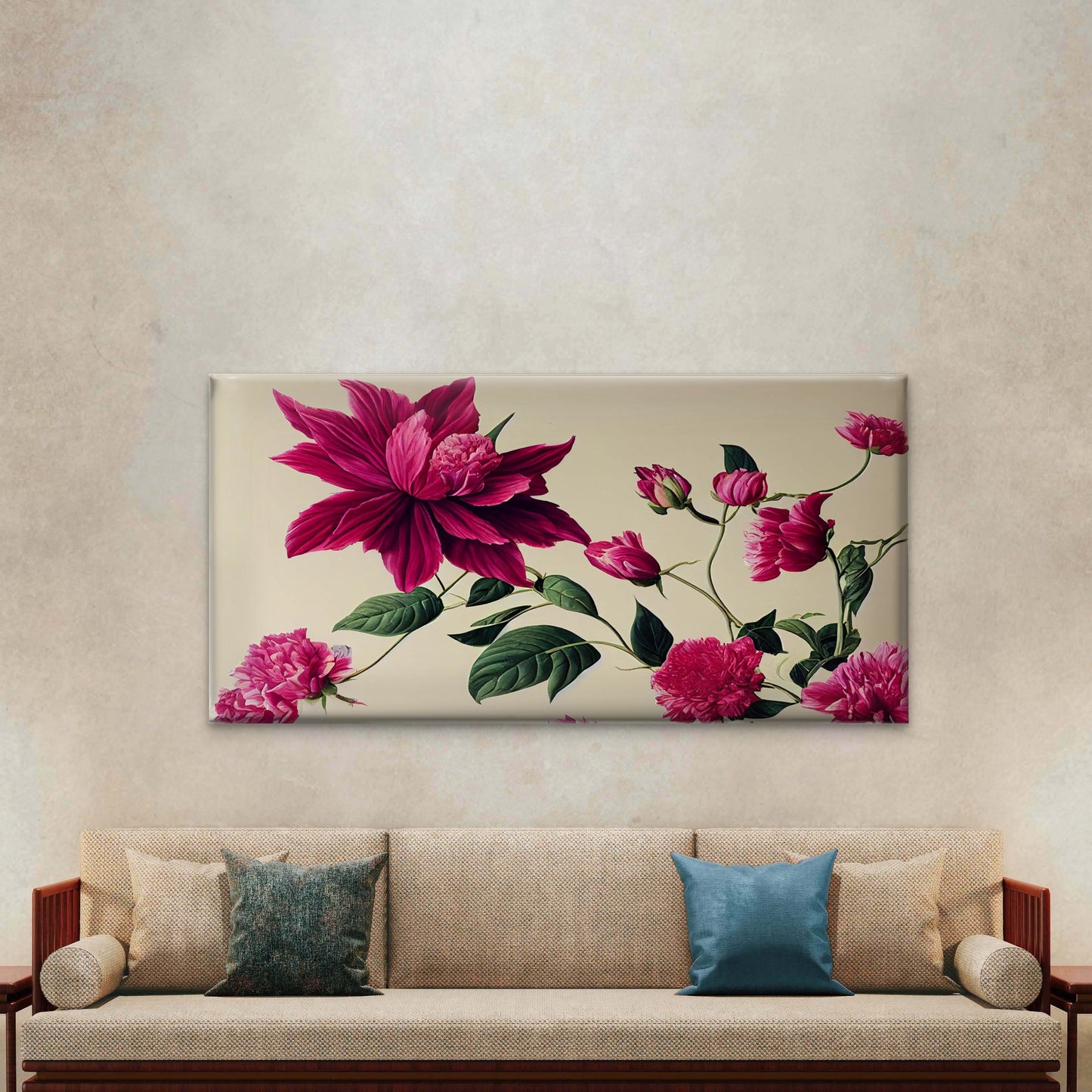 Pink Flowers Gracefully Bloom Wall Art Canvas Office Home Room Framed 120x60cm
