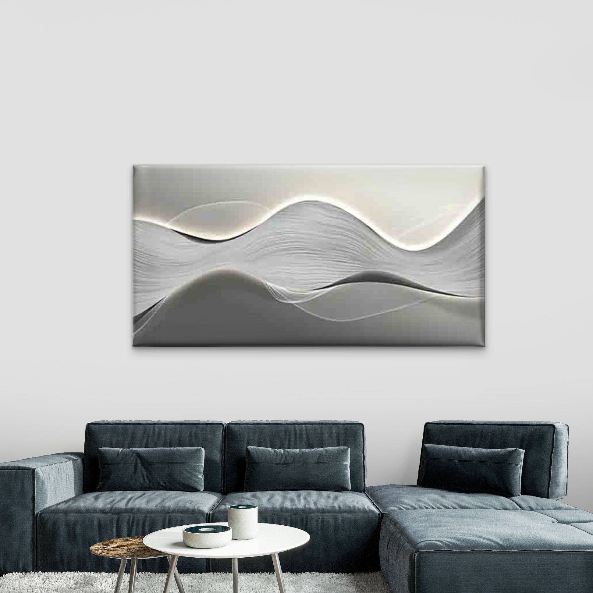 Neutral Color Abstract Wall Art Canvas Office Home Roo Framed 120x60cm - Bella Home Decor