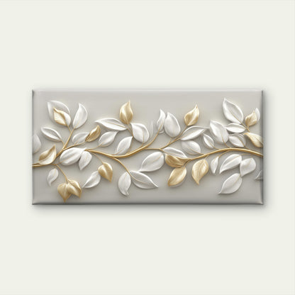 Gilded Ivory Laurel Serenity Wall Art Canvas Office Home Room Framed 120x60cm - Bella Home Decor