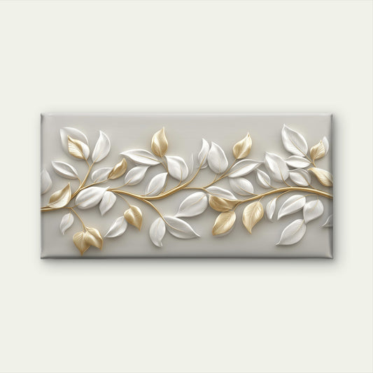 Gilded Ivory Laurel Serenity Wall Art Canvas Office Home Room Framed 120x60cm