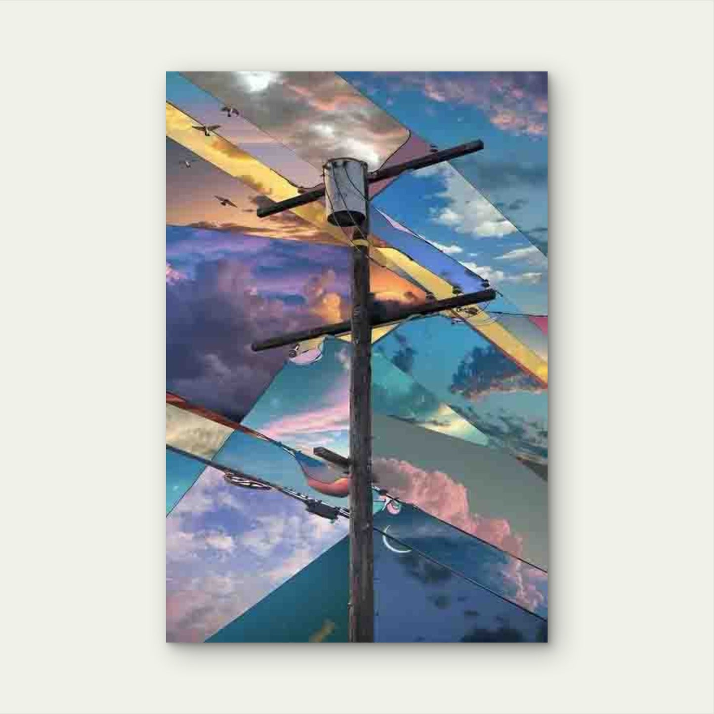 Sky on Telephone Pole Abstract Art Metal Print Ready to Hang - Bella Home Decor