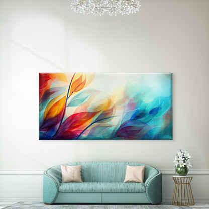 Colorful Abstract Leaves Image Wall Art Canvas Office Home Room Framed 120x60cm