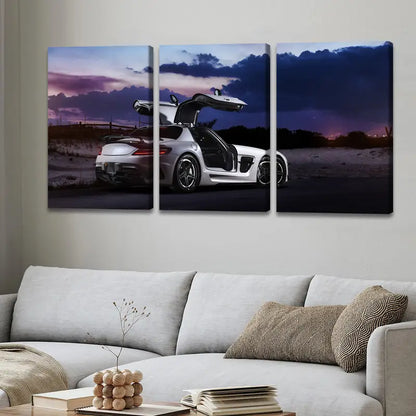 3pcs Performance Supercar Racing Poster Wall Art Set Canvas Framed 50x70cm - High Quality Print 100% Australian Made Wall Canvas Ready to Hang