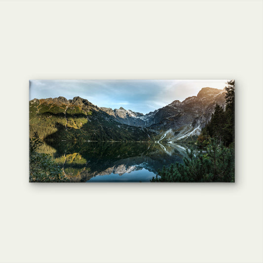 Alpine Mountain Lake Art Wall Art Canvas Office Home Room Framed 120x60cm