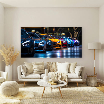 Colorful Mercedes AMG GT Lineup Wall Art Canvas Office Home Room Framed 120x60cm