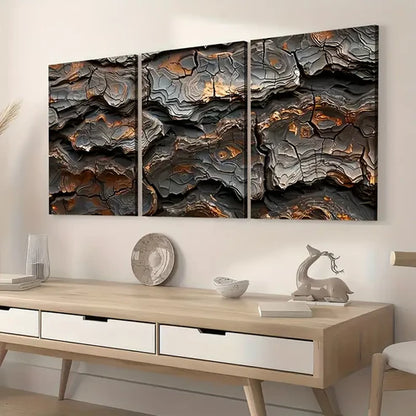 3pcs Modern Art Style Abstract Tree Exterior Texture Art Wall Art Set Canvas Unframed - High Quality Print 100% Australian Made Wall Canvas