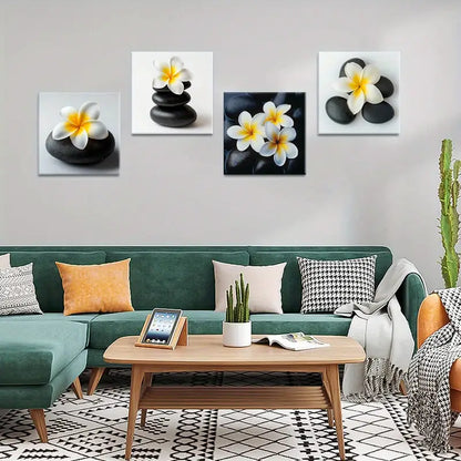 4pcs Egg Flower Art Prints Wall Art Canvas Framed