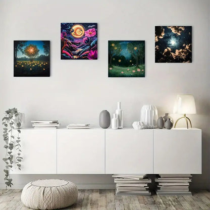 4pcs Painting Flower Ar Wall Art Canvas Framed