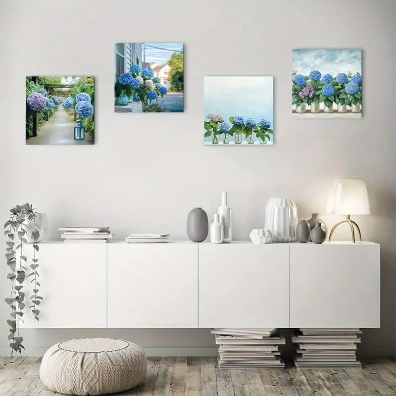 4pcs Flowers Rose Bird Botanical Deco Wall Art Canvas Framed