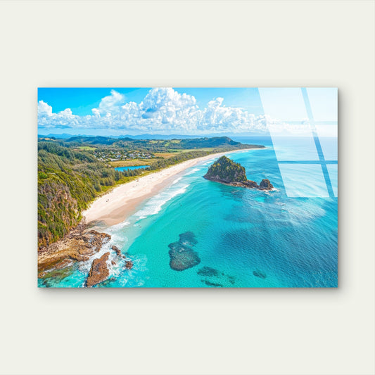 Aerial Cabarita Beach Ocean Glass Printing Wall Art Australian Made Quality