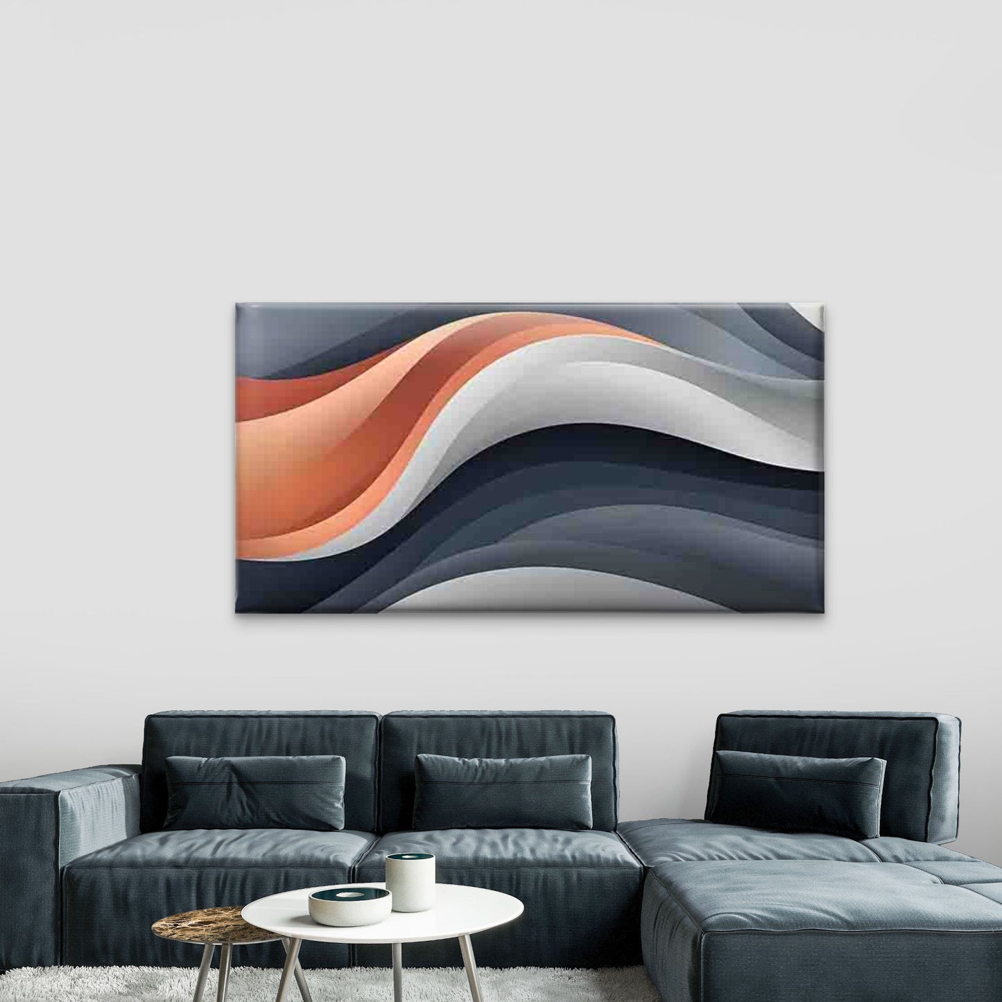 Gradient Wave Pattern Wall Art Canvas Office Home Room Framed 120x60cm