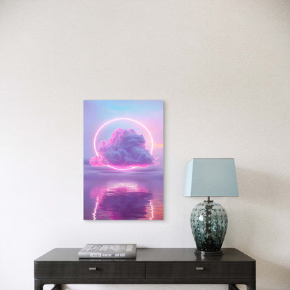 Stunning Pink Sunset Over Tranquil Water 60x90cm Metal Print Ready to Hang