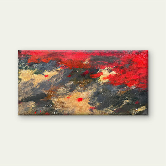 Red Black Gold Abstract Paint Wall Art Canvas Office Home Room Framed 120x60cm