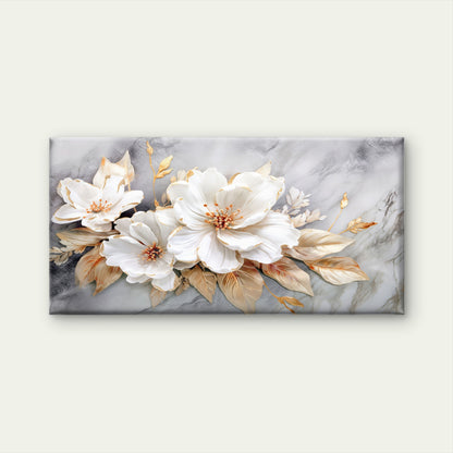 Modern Gold Leaf White Blossom Wall Art Canvas Office Home Framed 120x60cm