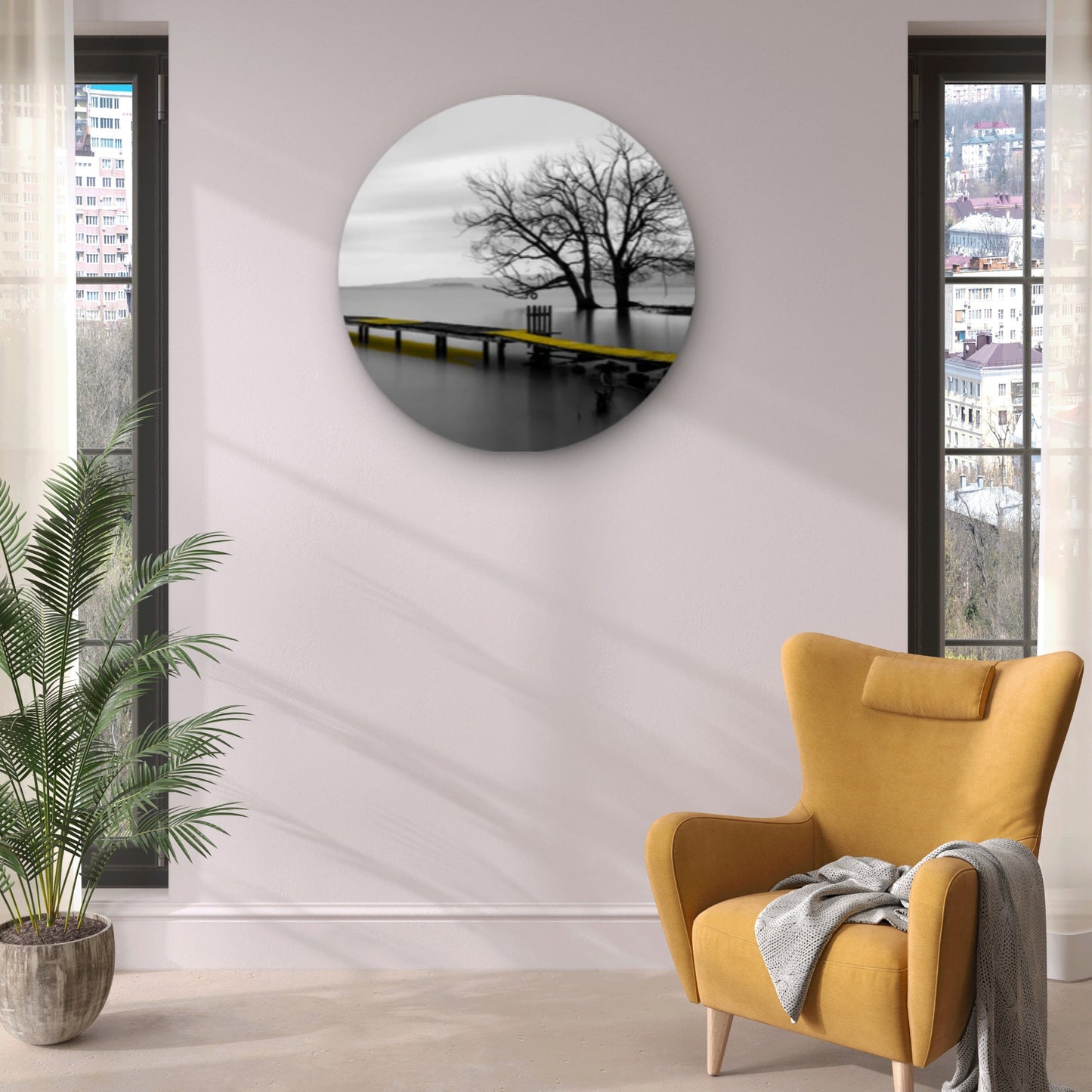 Wooden Pier B&W Acrylic Glass Rounded Print Tempered Glass Wall Art 100% Made in Australia Ready to Hang