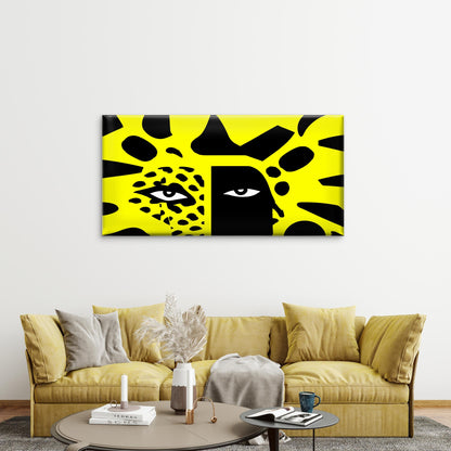 Bold Duality Of Face And Jaguar Wall Art Canvas Office Home Room Framed 120x60cm