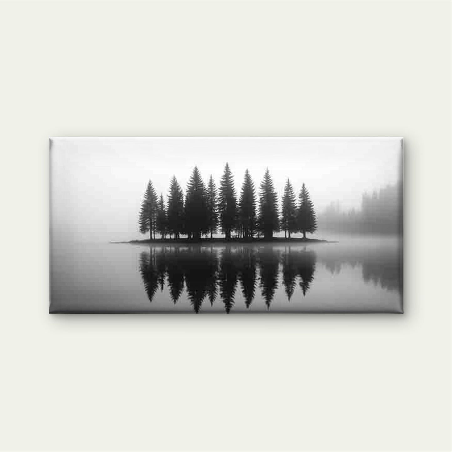 Misty Forest Reflections Wall Art Canvas Office Home Room Framed 120x60cm - Bella Home Decor