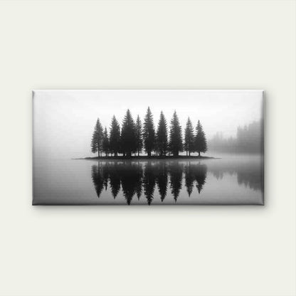 Misty Forest Reflections Wall Art Canvas Office Home Room Framed 120x60cm - Bella Home Decor